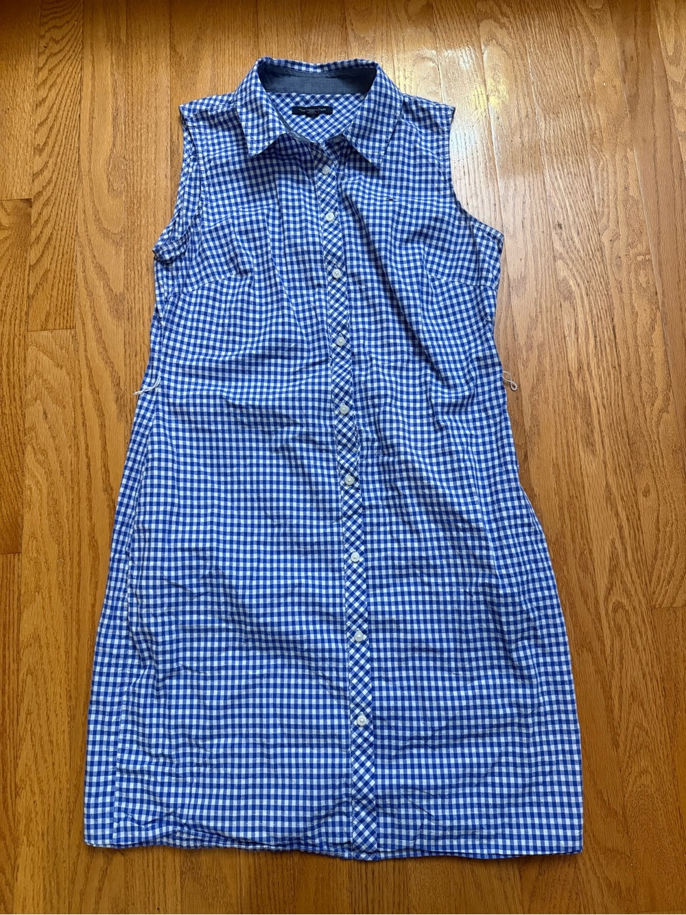 Tommy Hilfiger Blue and White Gingham Strapless Shirt Dress